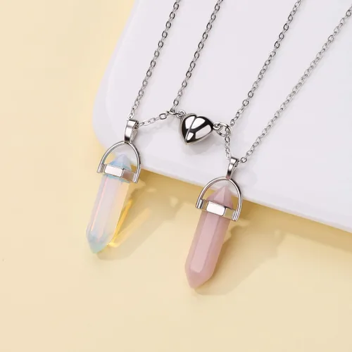 Miniatura 41 de Collar magnético de corazón dividido a juego para parejas, colgante de atracción mutua de cristal, regalo de joyería de amistad para mejores amigos