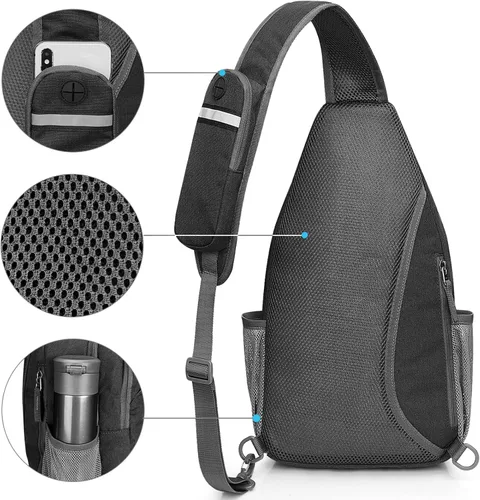 Miniatura 7 de G4Free Bolsa Bandolera con Bloqueo RFID Mochila Bandolera Cruzada Bolsa de Pecho Mochila de Día para Senderismo Viaje (Negro)