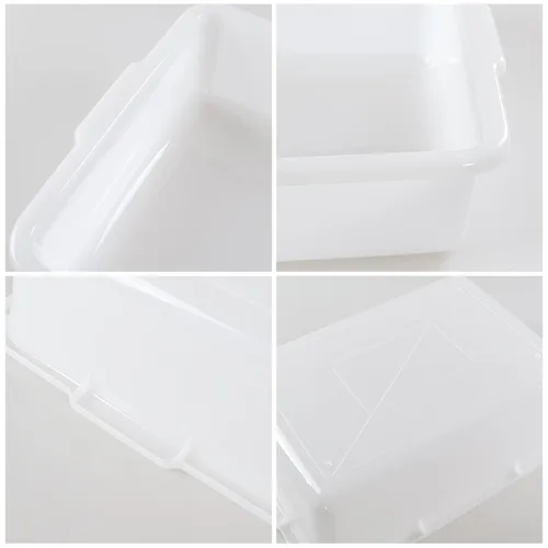 Miniatura 3 de Paquete de 4 cajas de autobús comerciales, caja de almacenamiento de plástico blanco/lavabo, bañeras de procesamiento de carne (25 litros)