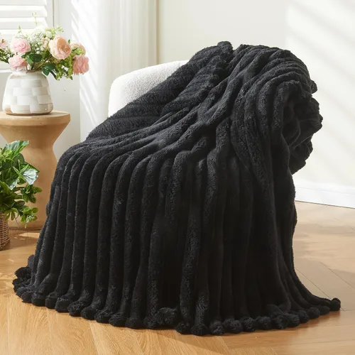 Miniatura 87 de NEWCOSPLAY Manta de Tiro Súper Suave Aqua Franela Sedosa Premium Forro Polar Jacquard Acanalado 3D Ligero Manta de Cama Uso en Todas las Estaciones