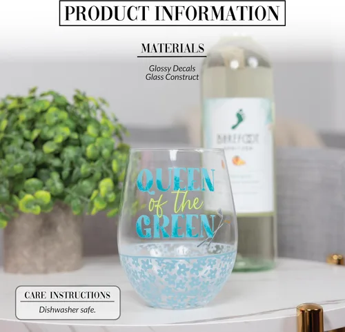 Miniatura 2 de Pavilion Gift Company Reina del verde - 18 Oz copa de vino sin tallo Humor divertido amante del golf mujeres regalo novela