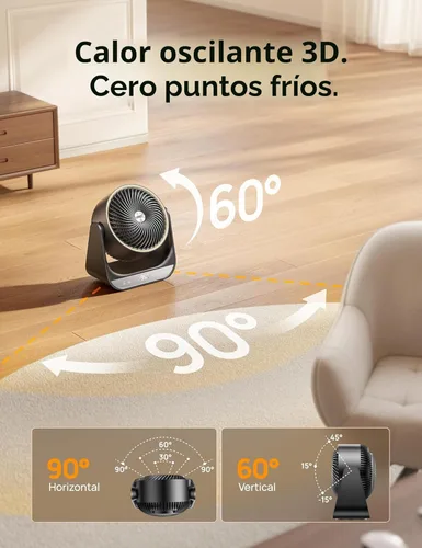 Miniatura 4 de Dreo Calentador de habitación entera 714, oscilación 3D vertical de 60° y horizontal de 90°, circulador de largo alcance de 12 pies por segundo, 3