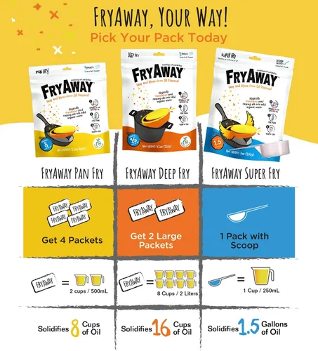 Miniatura 8 de FryAway Solidificador de aceite de cocina para freír, solidifica hasta 8 tazas, solidificador de aceite de cocina a base de plantas, polvo que Pan