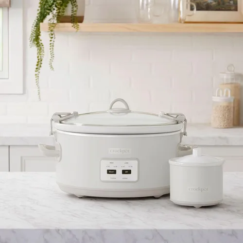 Miniatura 3 de Crock-Pot Olla de cocción lenta Cook and Carry de 7 cuartos con control táctil, 4 configuraciones preprogramadas, recipiente de cerámica extraíble