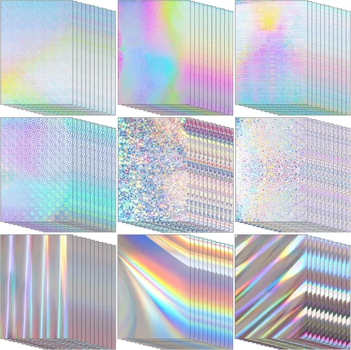 Miniatura 11 de Kosiz 100 hojas de cartulina holográfica metálica, cartulina brillante con purpurina iridiscente, papel de espejo iridiscente de 8.5 x 11 pulgadas