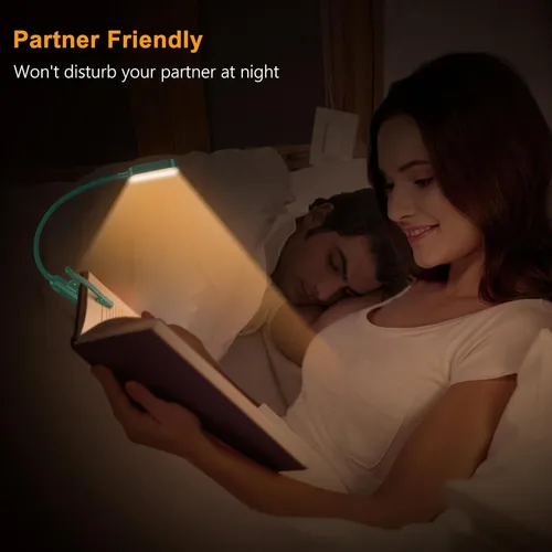 Miniatura 7 de Gritin Luz de libro recargable de 16 LED para leer en la cama, cuidado de los ojos, 3 temperaturas de color, brillo de atenuación continua, 80 horas