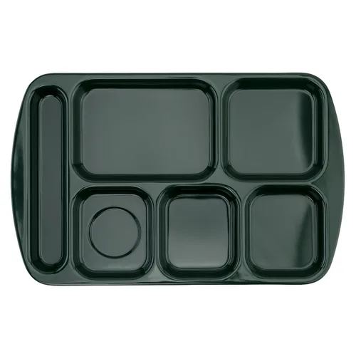 Miniatura 9 de G.E.T. Bandeja escolar para cafetería con 6 compartimentos, para zurdos, 10 x 14 pulgadas, verde bosque (paquete de 4)