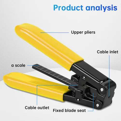 Miniatura 6 de Pelacables de descenso de fibra óptica para cables de caída FTTH de 0.118 in x 0.079 in, alicates de pelado para cable óptico aislado de goma