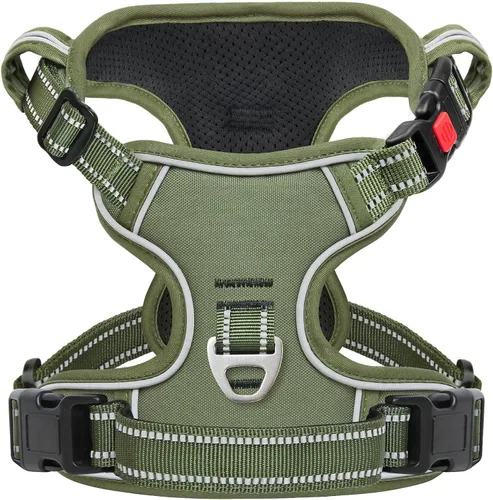 Miniatura 11 de Timos Arnés para perro de tamaño pequeño, arnés sin tirones para mascotas con cuello a presión bloqueable, chaleco reflectante para perro, sin