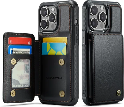 Miniatura 31 de Vinich Funda tipo cartera para iPhone 11 con tarjetero, bloqueo RFID, ranuras de crédito, función atril, a prueba de golpes, para iPhone 11 de 6.1
