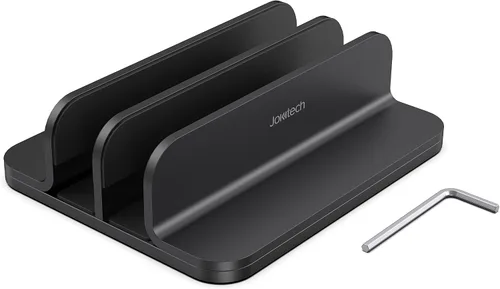 Miniatura 5 de JOKItech Organizador vertical de aluminio doble para laptop, soporte resistente para computadora portátil compatible con Liquid Retina XDR Apple