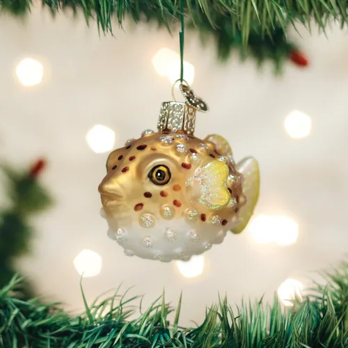 Miniatura 2 de Old World Christmas Fish Collection Adornos de vidrio soplado para árbol de Navidad Pez globo