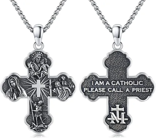Regalos de Navidad para hombres y mujeres, San MiguelSan CristóbalSan SebastiánGuadalupeÁngel de la GuardaSanta MuerteJudasJosé Collar con colgante