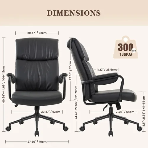 Miniatura 3 de IWMH Silla de escritorio de oficina en casa, cómoda silla ergonómica de mediados de siglo moderna de tela de piel sintética con soporte lumbar