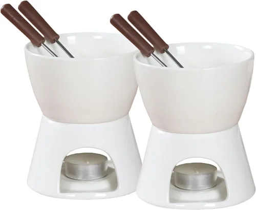 Miniatura 8 de Sizikato Juego de fondue de chocolate de porcelana roja en forma de corazón, 10 onzas