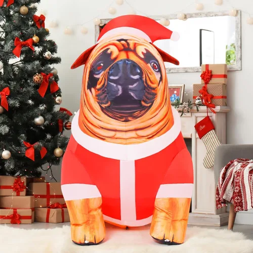 Miniatura 2 de COMIN Inflables de Navidad de 4 pies de alto para perro, decoración al aire libre, bulldog inflable con luces LED integradas, decoración de patio