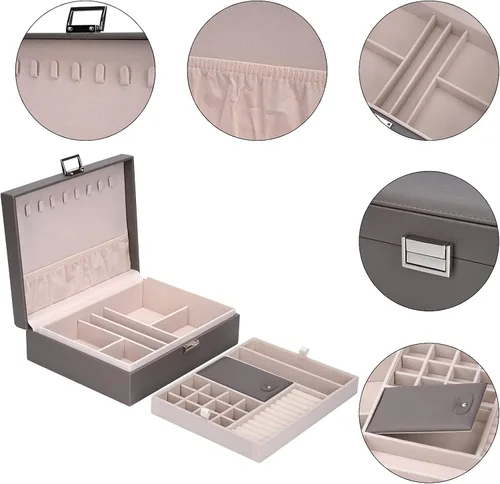 Miniatura 3 de Almacenamiento y organizador Joyero Caja de almacenamiento de joyería Caja de almacenamiento de joyas de viaje Organizador Casos contenedores