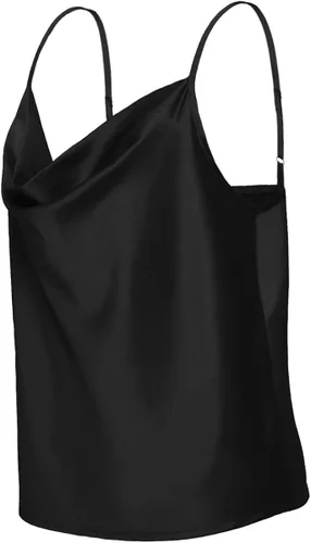 Miniatura 3 de TOUTOUAI - Blusas de tirantes de satén con cuello holgado para mujer