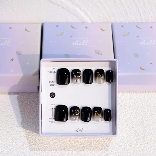 Miniatura 27 de LIGHT RAIN - Uñas a presión medianas con diseño de galaxia Andromeda, de lujo, reutilizables, de siete capas, con acabado UV, uñas postizas hechas a