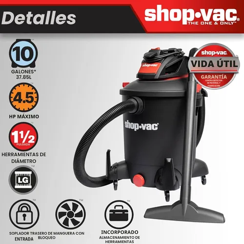 Miniatura 3 de Shop-Vac 5761011 Aspiradora de taller húmedo/seco de 10 galones, 4.5 HP pico, manguera de 1.5 pulgadas de diámetro x 7 pies, cable de 12 pies, ideal