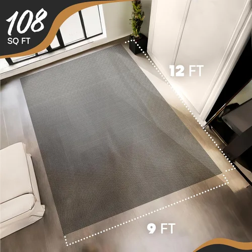 Miniatura 3 de Nevlers Almohadilla antideslizante negra de 8 x 10 pies Agarres de alfombra de PVC para alfombras de área en suelos de madera dura y otras