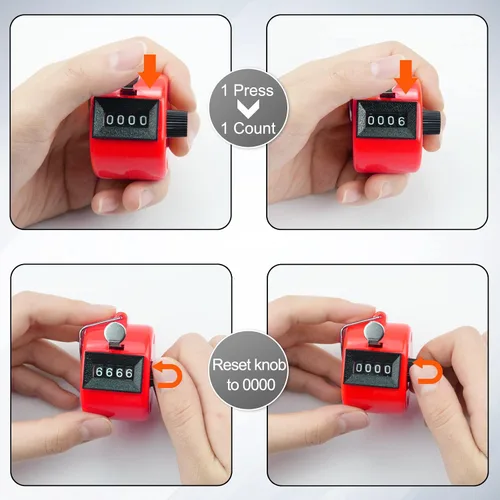 Miniatura 4 de Clicker Contadores de números de 4 dígitos con cuerda de muñeca, contador mecánico de palma, contador de tono para fila deportiva, entrenamiento