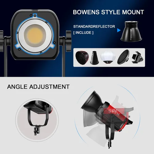 Miniatura 7 de Luz de vídeo LED GVM con montaje Bowens, luz continua bicolor de 300W con control DMX/APP, iluminación para fotografía en grabación de video, luces