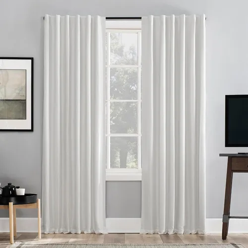 Miniatura 23 de Sun Zero Greyson - Valance de cortina con pestaña trasera de seda de dupioni de imitación con borlas de cuentas y aislamiento térmico total opaco