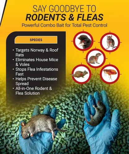 Miniatura 3 de Cebo combinado en pellets Kaput, cebo para ratas para matar roedores y pulgas, ratones noruegos, ratones caseros y topos de pino - Incluye warfarina