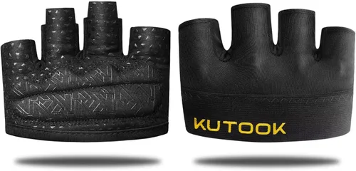 KUTOOK Guantes de entrenamiento para levantamiento de pesas para hombres/mujeres, guantes de gimnasio con relleno XRD de 0.118 in, guantes parciales