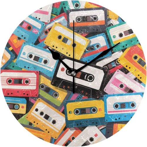 Color Cartoon Tape Vintage 10 Inch Round Clock to Hang on Wall Non Ticking Unique for Office Classroom Bedroom relojes de pared para cocina