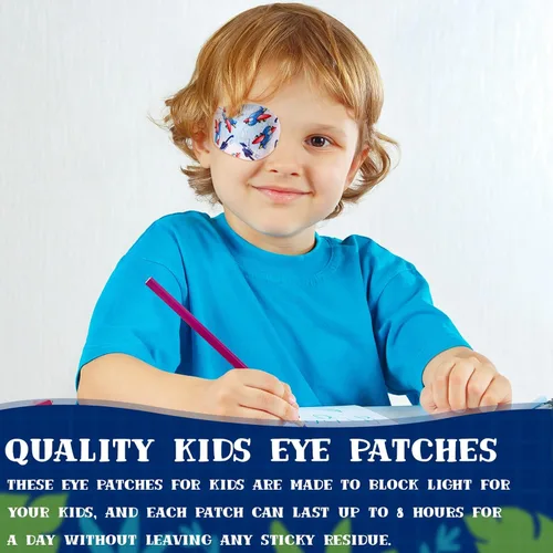Miniatura 5 de 90 parches adhesivos para los ojos para niños, 9 estilos, parches para los ojos sin látex, almohadilla para los ojos a granel, bloqueo de luz