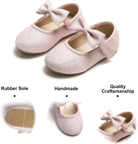 Miniatura 5 de Felix & Flora Zapatos de vestir para niñas pequeñas - Zapatos planos Mary Jane para niñas de flores, zapatos de ballet para fiestas y bodas