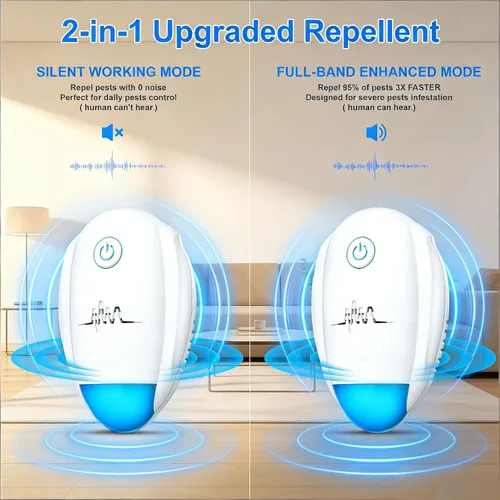 Miniatura 4 de Repelente ultrasónico actualizado 2026, paquete de 6 unidades, repelente ultrasónico para interiores, enchufe electrónico, control de plagas