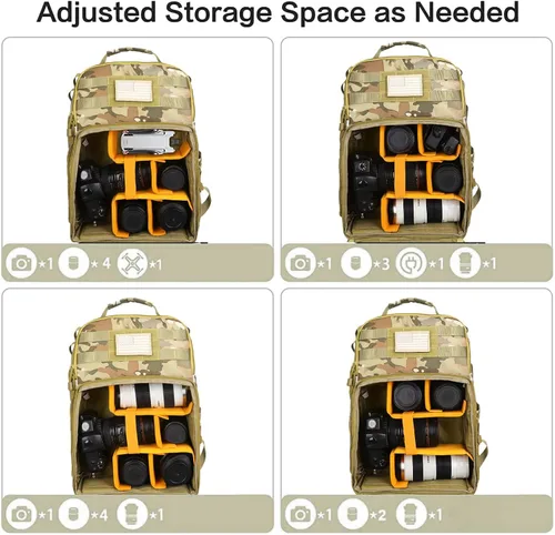 Miniatura 2 de MOSISO Mochila para cámara, DSLR/SLR/SLR/sin espejo para fotografía táctica con soporte para trípode y compartimento para laptop de 15 a 16 pulgadas
