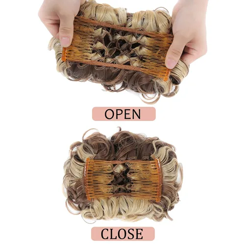 Miniatura 4 de Elaine Peines de moño desordenado, extensión de moño, extensión de moño grueso, con clip, coleteros para mujer