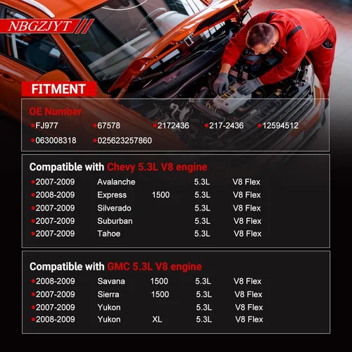 Miniatura 2 de Juego de 8 inyectores de combustible mejorados compatibles con Chevy Avalanche Tahoe Express Silverado Suburban 1500 2007-2009 GMC Savana Yukon