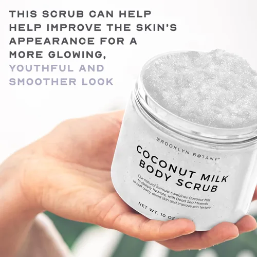 Miniatura 6 de Brooklyn Botany - Exfoliante corporal de leche de coco, exfoliante hidratante para cuerpo, rostro, manos y pies - Combate las estrías, líneas finas