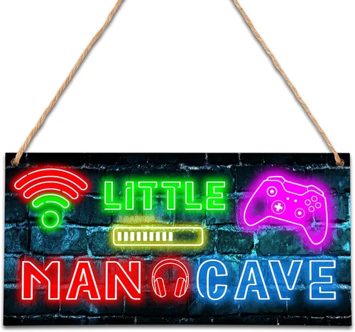 Miniatura 8 de Letrero de madera para colgar en la puerta de Little Man Cave, All-Star Sports - Decoración para colgar en la puerta, decoración para niños