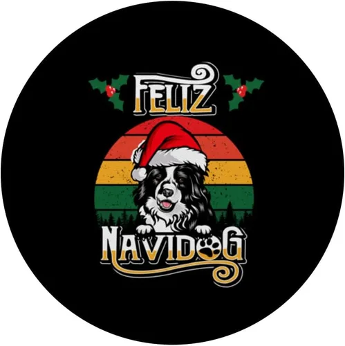 Miniatura 3 de Feliz Navidog Border Collie Dog Santa Hat Funny Christmas PopSockets Standard PopGrip