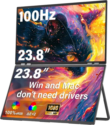 Miniatura 12 de InnoView Monitor Portátil Dual 4K de 15.6 pulgadas 3840x2160P 100% sRGB Owl Eye Vision - Diseño Plegable con Ajuste de Pantalla de 315°, Soporte