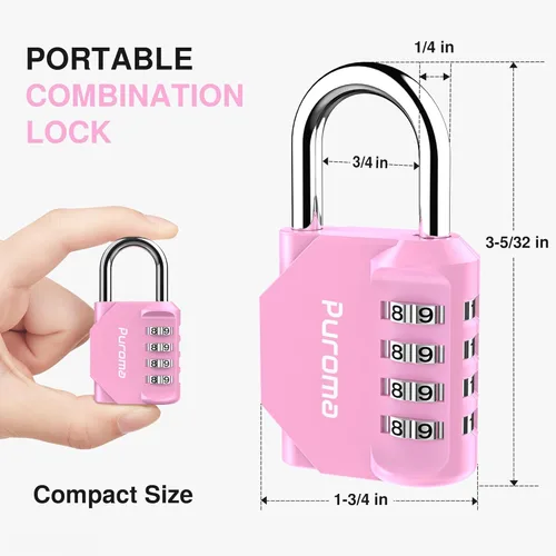 Miniatura 5 de Puroma - Candado impermeable de combinación de 4 dígitos, para intemperie, para casillero escolar o deportivo, valla, caja de herramientas, puerta