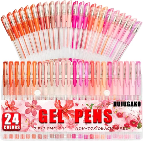 Miniatura 11 de Paquete de 48 bolígrafos de gel azules, 24 bolígrafos de gel de colores con 24 repuestos, 40% más de tinta para escribir suavemente para adultos