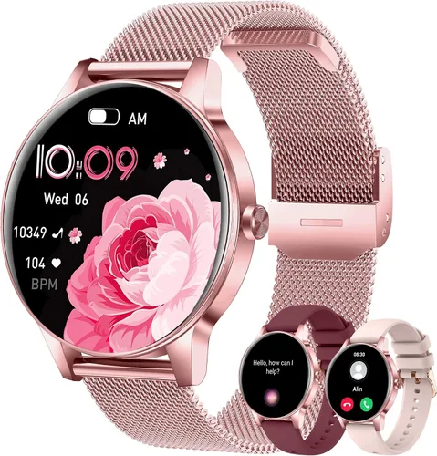 Miniatura 11 de Relojes inteligentes para hombres y mujeres (contestar/realizar llamadas), pantalla HD de 1.27" con rastreador de actividad física, monitor de ritmo