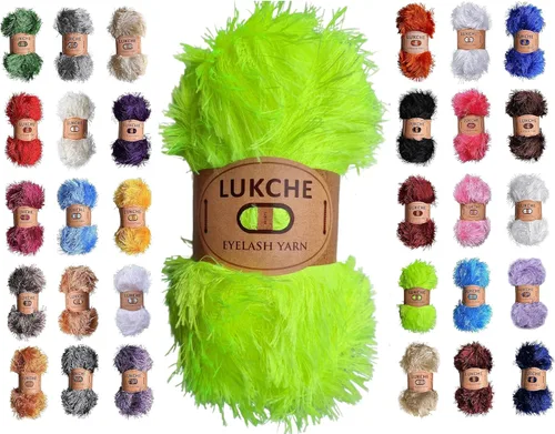 Miniatura 59 de Hilo de Pelo de Pestañas de Diversión de Lana de Felpa Premium 100% Poliéster 164 Yardas (150 Mt), 3.53 Oz (100 Gr) Hilo de Crochet Colorido DIY