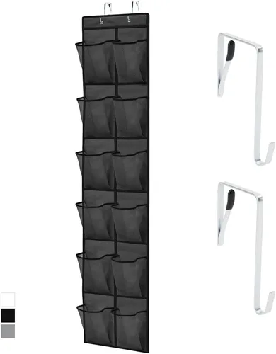 Miniatura 12 de Gorilla Grip - Zapatero para colgar en la puerta, 24 bolsillos de malla para sostener hasta 40 libras, organizador para parte trasera del armario
