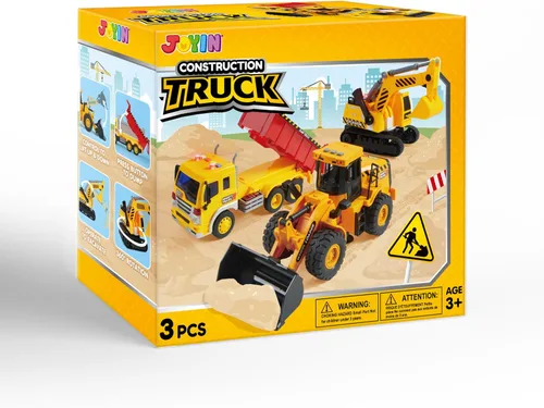 Miniatura 7 de JOYIN Paquete de 3 Juguetes de Construcción - Excavadora, Camión Volquete y Cargadora, Garra Móvil y Elevación Trasera, Juguete de Camión