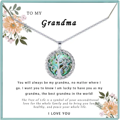 Miniatura 12 de SmileBelle Tree of Life Necklace as Birthday Gifts for Mom Grandma, Mom Gifts for Stepmom as Bonus Mom Gifts From Daughter, Silver Mother in Law