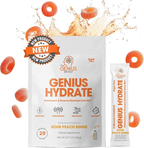 Miniatura 13 de Genius Electrolytes - Mezcla de bebida en polvo, naranja y efervescencia, 30 porciones, refuerzo de hidratación natural y suplemento de resistencia