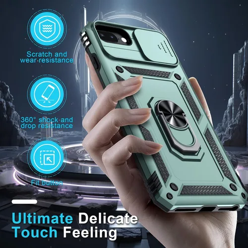 Miniatura 7 de Janmitta Funda para iPhone 8 Plus/7 Plus/6 Plus, Cubierta de Teléfono con Cubierta Deslizante Integrada para Lente de Cámara + Protector